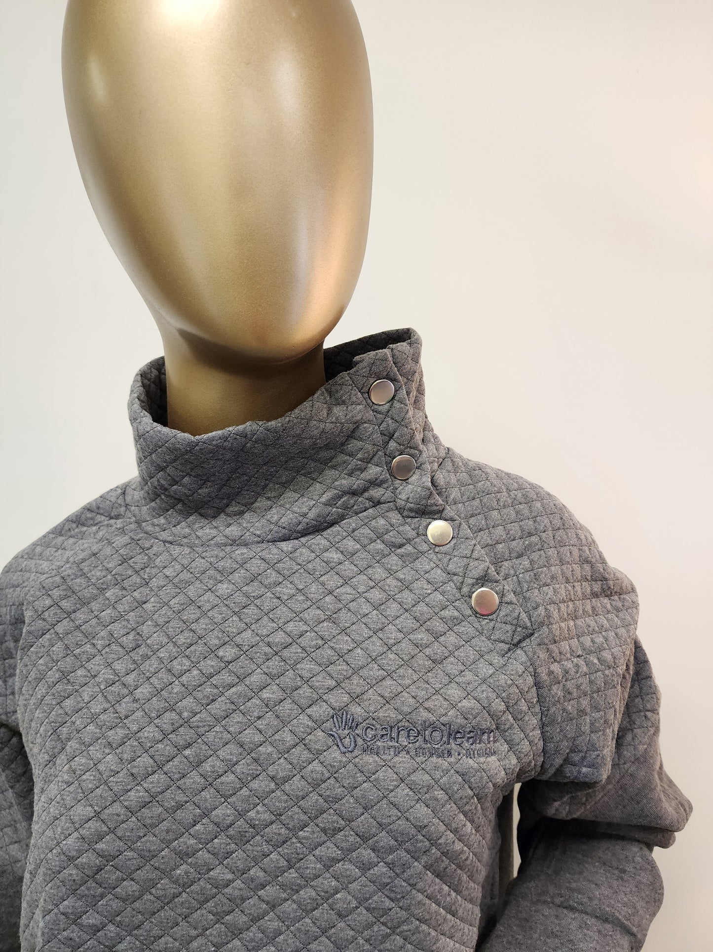 Pullover: Half Quilted Cowl Neck with Button Closure