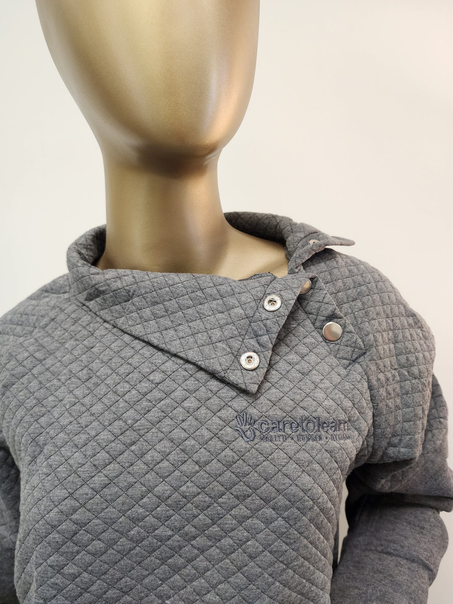 Pullover: Half Quilted Cowl Neck with Button Closure
