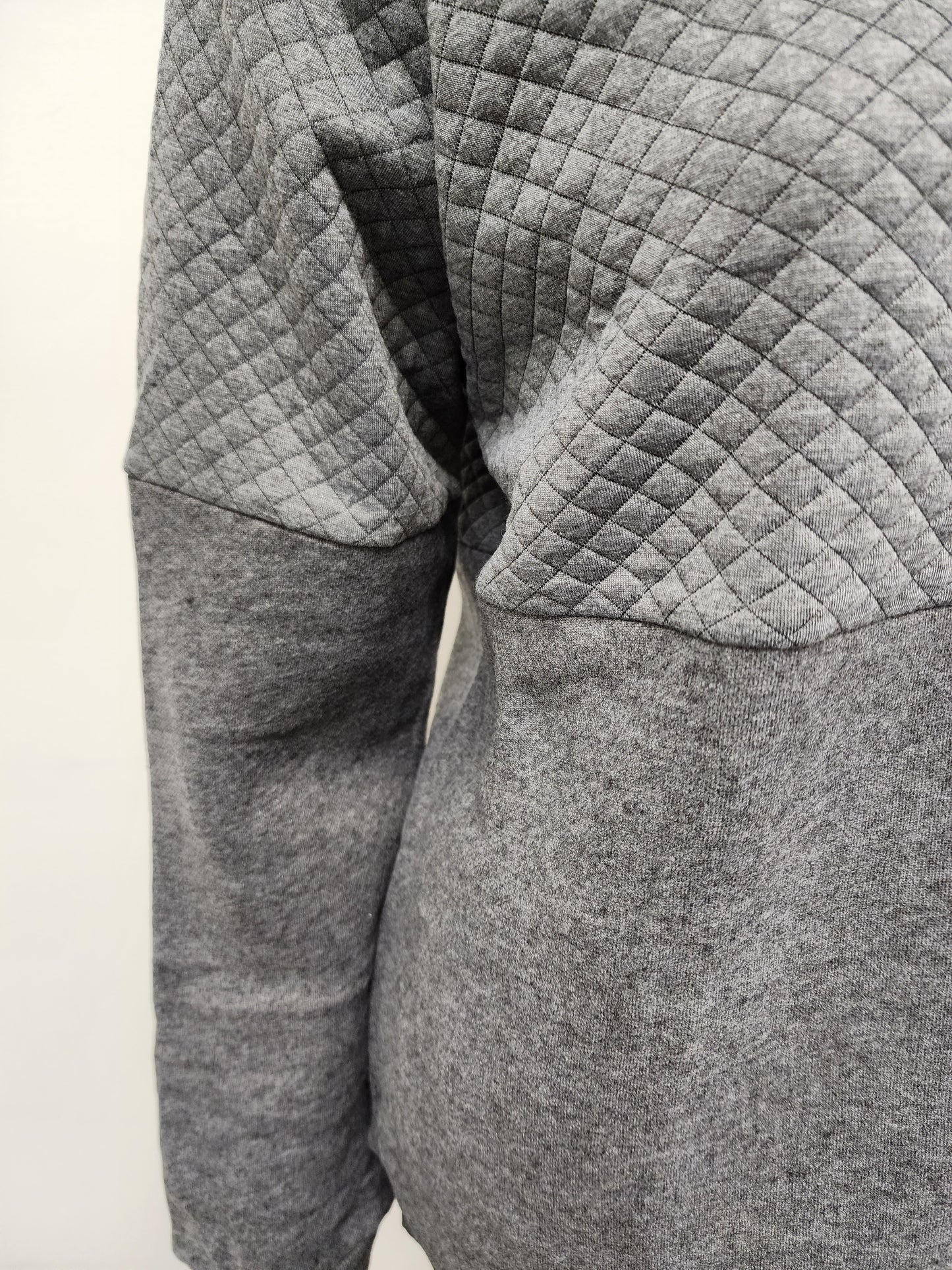 Pullover: Half Quilted Cowl Neck with Button Closure