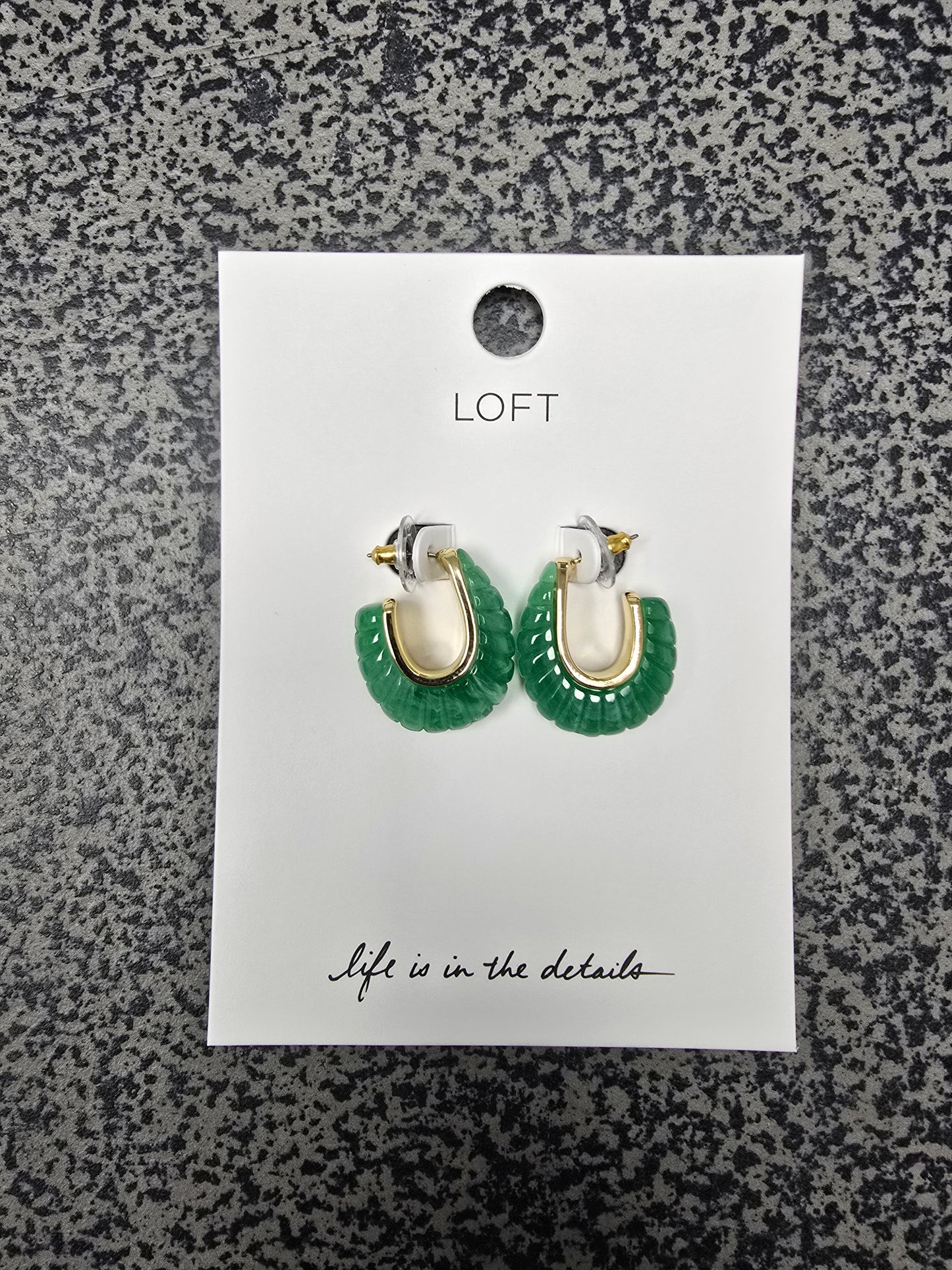 Loft Earrings: Oval Green Huggie