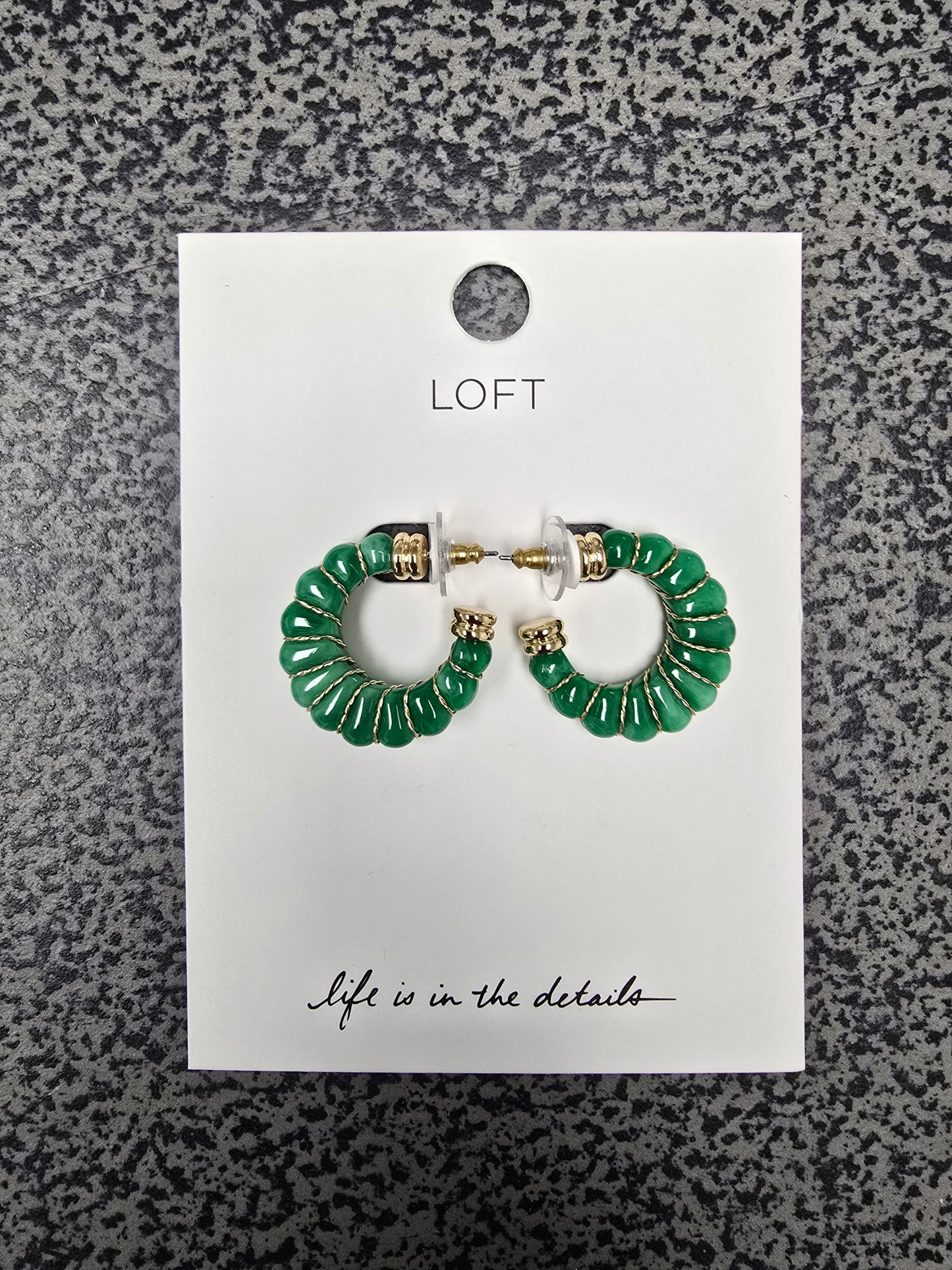 Loft Earrings: Round Green Huggie