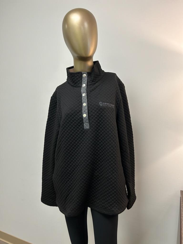 Pullover: Quilted with Button Neck