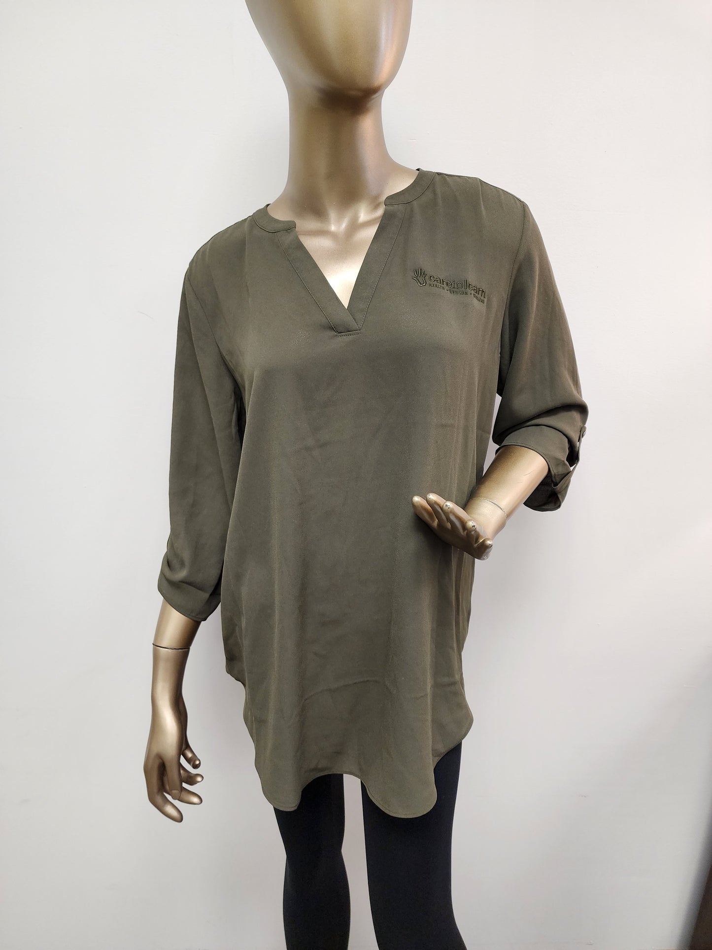 Tunic: Olive Green 3/4 Sleeve Port Authority