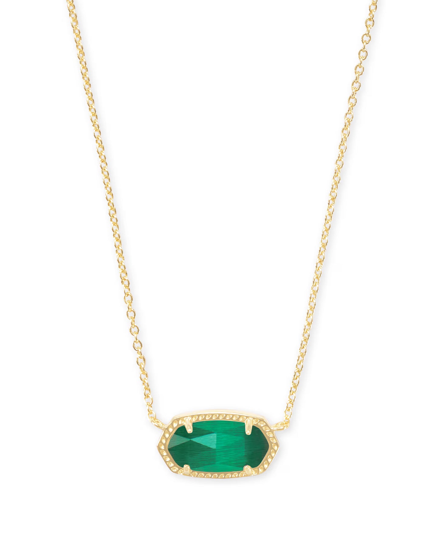 Kendra Scott Emerald Green Elisa Gold Pendant Necklace