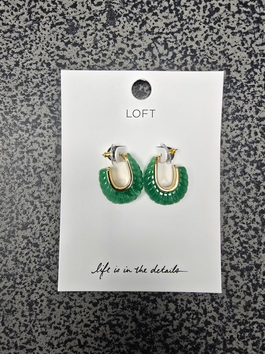 Loft Earrings: Oval Green Huggie