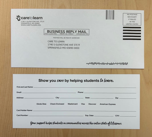 Donation Ask Card and Return Envelopes