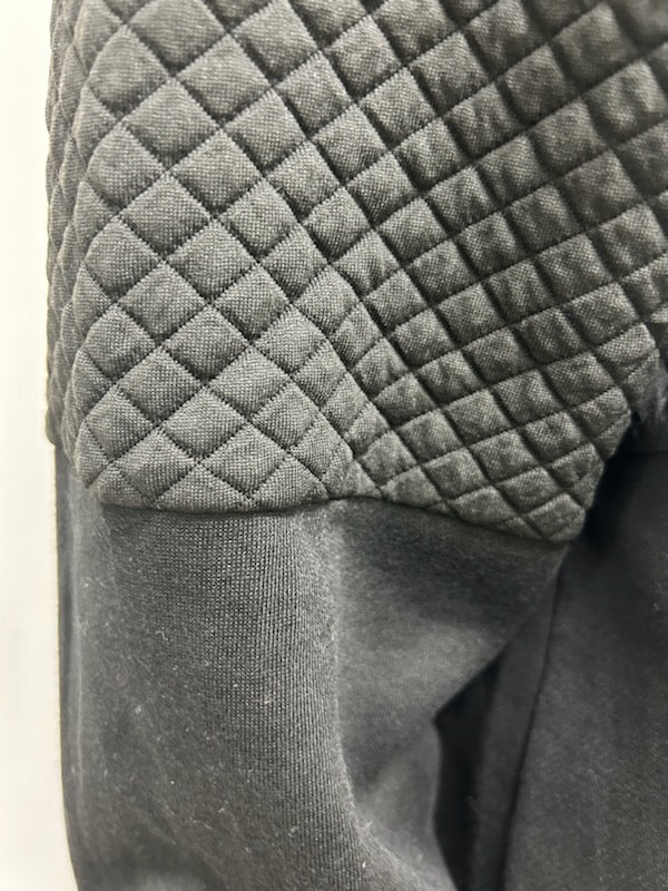 Pullover: Half Quilted Cowl Neck Button Closure