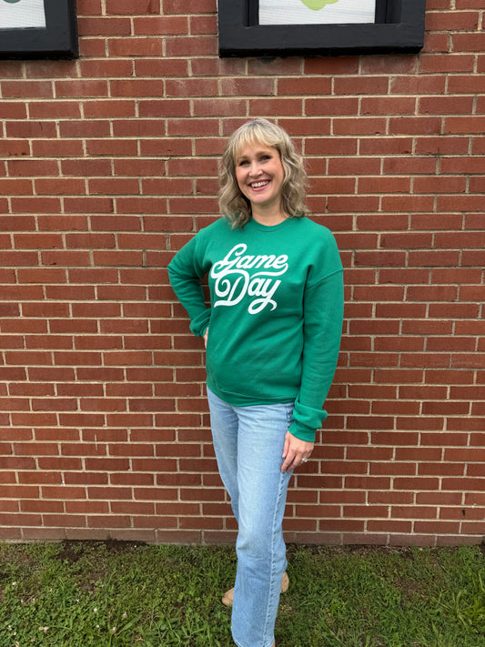 Sweatshirt: Game Day Green with White Script