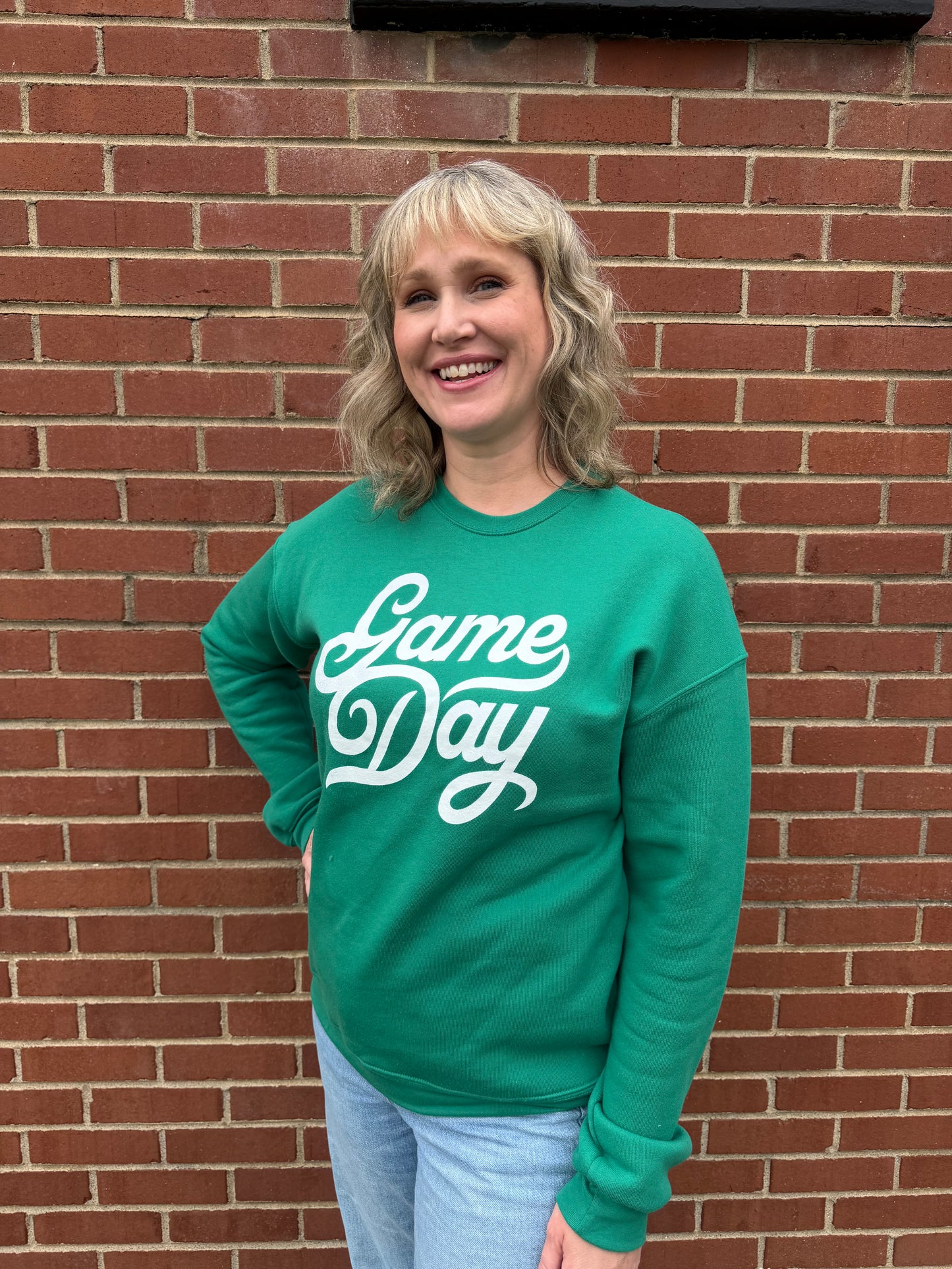 Sweatshirt: Game Day Green with White Script