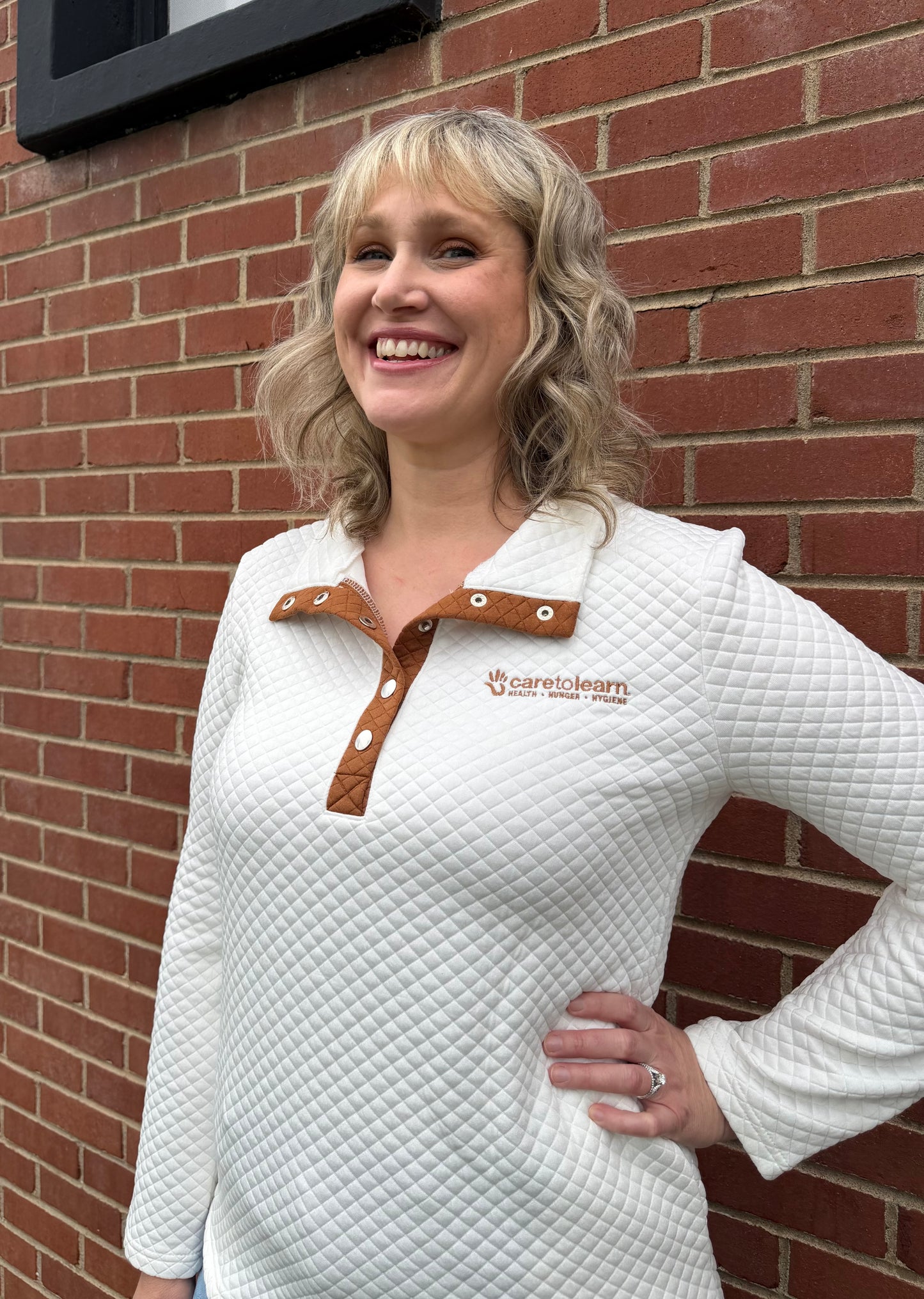 Pullover: Quilted Quarter Button Neck