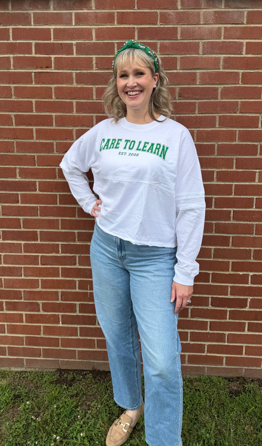 Shirt: White Long Sleeve Crop with CTL