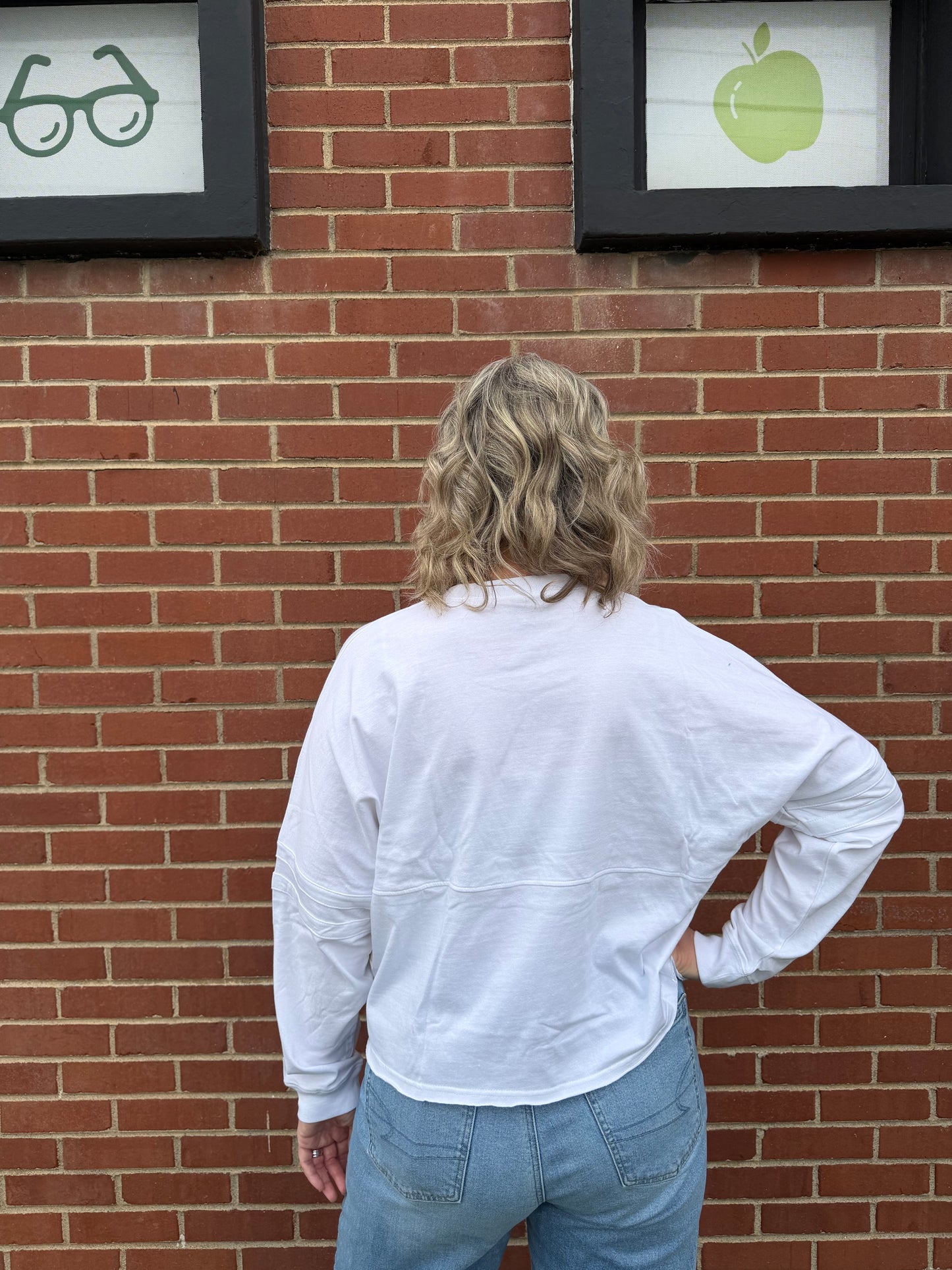 Shirt: White Long Sleeve Crop with CTL