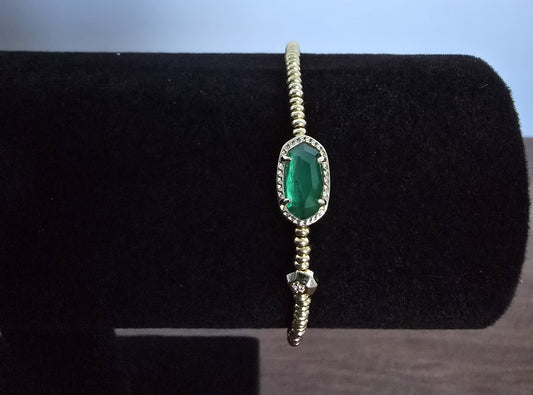 Kendra Scott Emerald Green Grayson Gold Stretch Bracelet