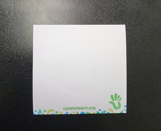 Sticky Note: Care to Learn logo and Confetti 3x3
