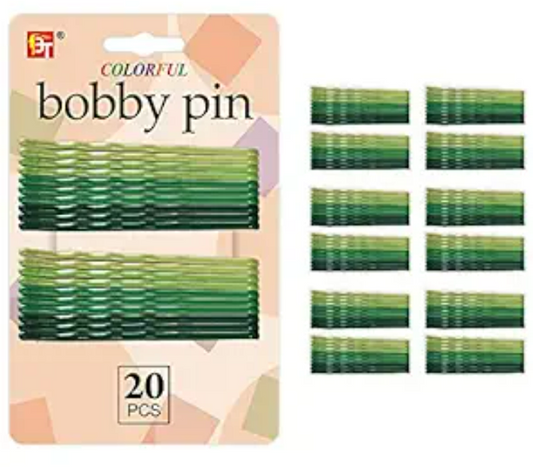 Bobby Pins: Set of 20 Ombre Green