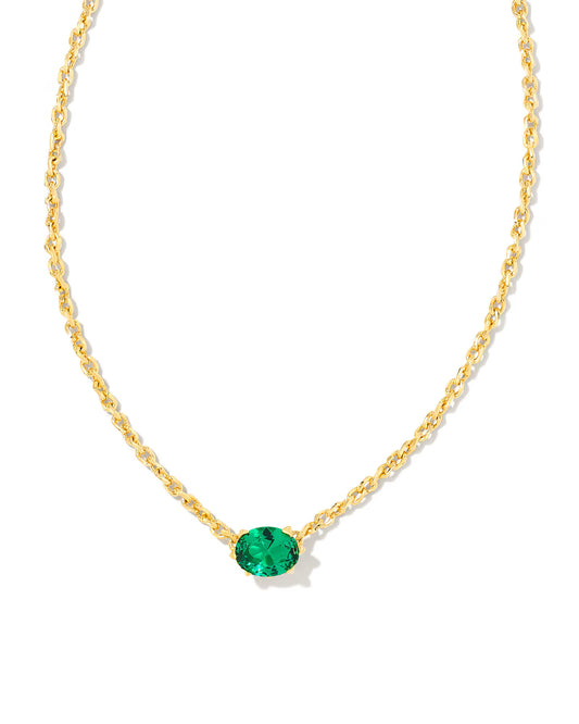 Kendra Scott Emerald Green Cailin Gold Pendant Necklace