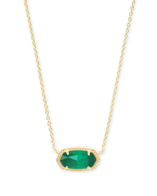 Kendra Scott Emerald Green Elisa Gold Pendant Necklace