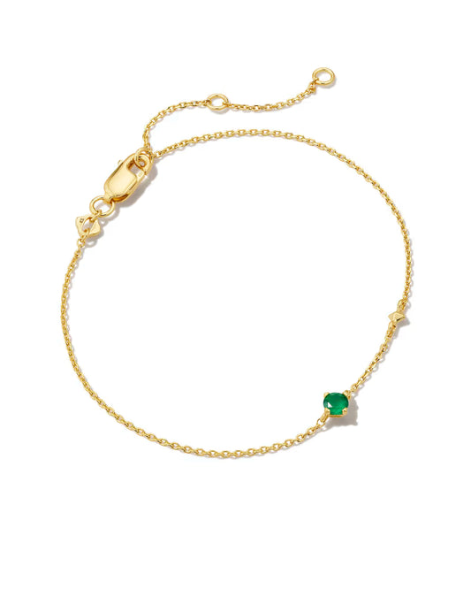Kendra Scott Emerald Green Maisie 18k Gold Vermeil Delicate Chain Bracelet